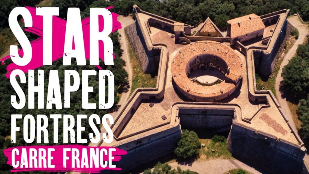 4K Drone View over Star Shaped Fortress in France | Fort Carré Antibes