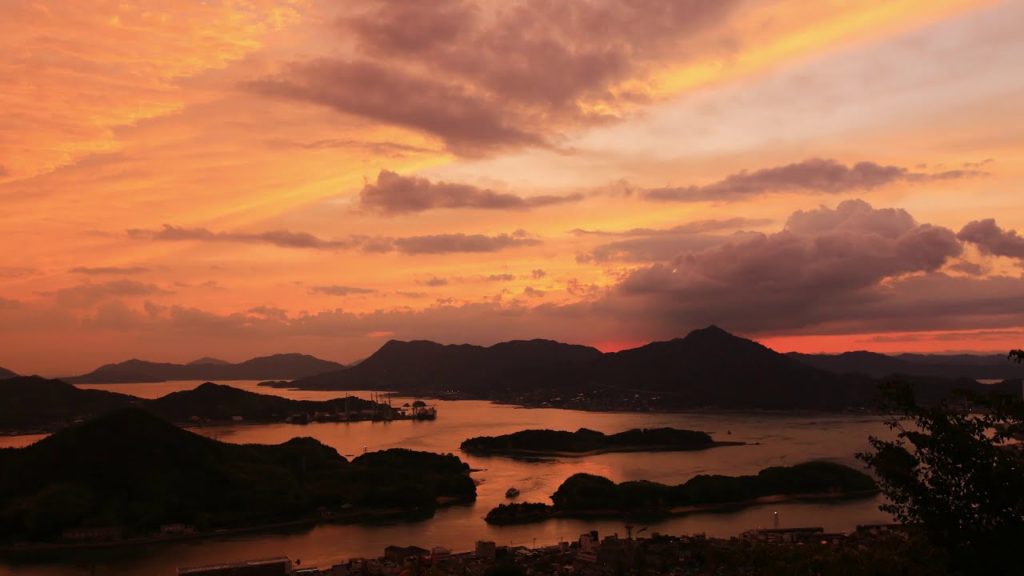 【Japan 1minute Travel HIROSHIMA Innoshima】広島 因島（因島公園からほぼ１分の夕景動画）