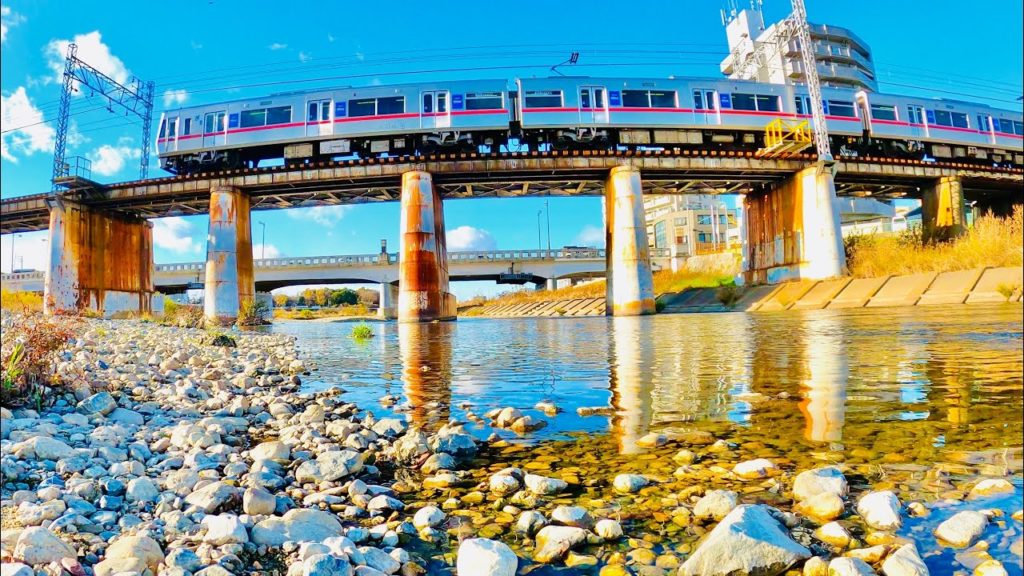1 Hour Relaxing Sound of Water - Japanese River With Passing Trains & Nature Sounds #asmr