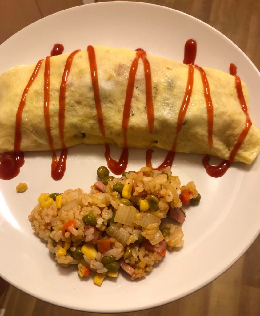 I made omurice for the first time. It wasn’t as difficult to shape as I thought it would be, and it was amazingly delicious for how little work it is to make it.