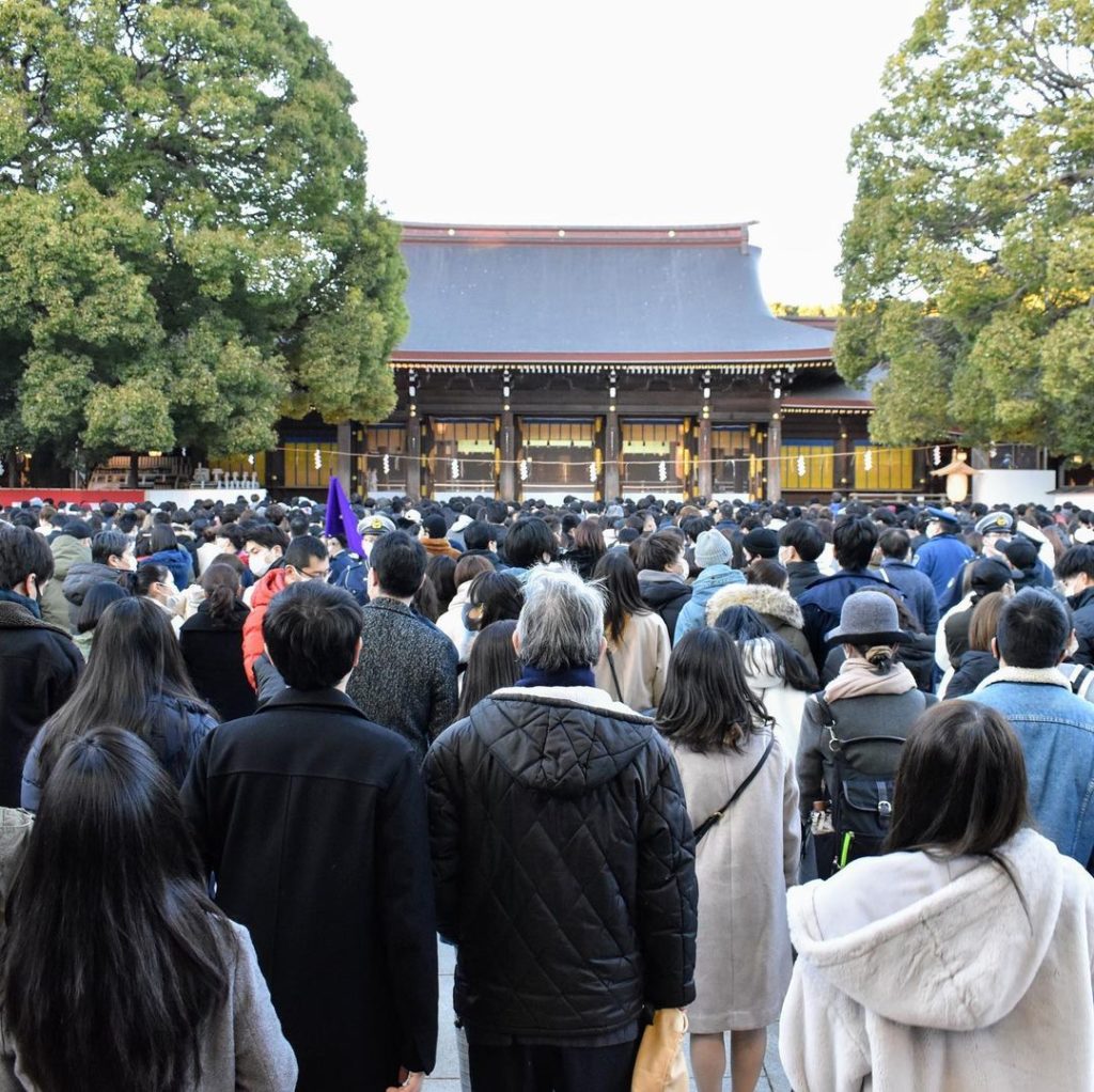 People make a New Year's visit to Meiji Jingu, a Shinto shrine in Tokyo's Shibuy...
