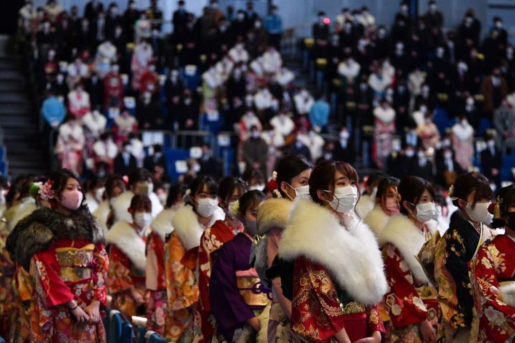 Across Japan, 1.24 million young people entered legal adulthood Monday in an ann...