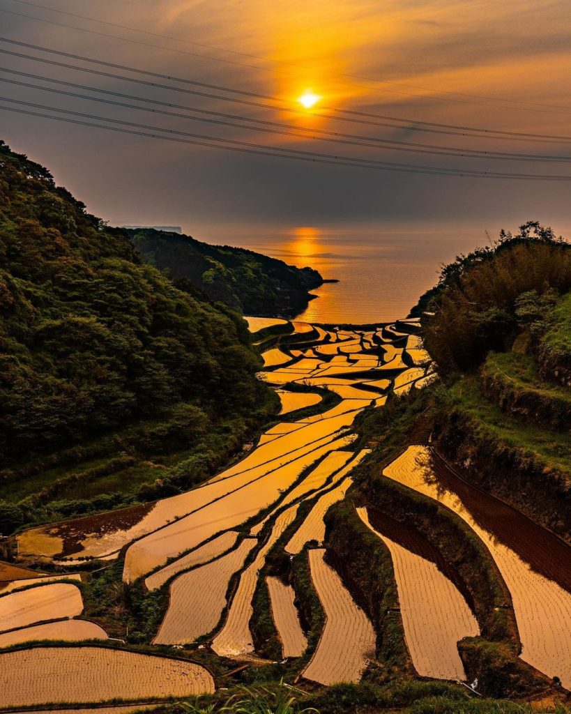The Hamanoura Rice Terrace in the Saga Prefecture faces the ocean which makes th...