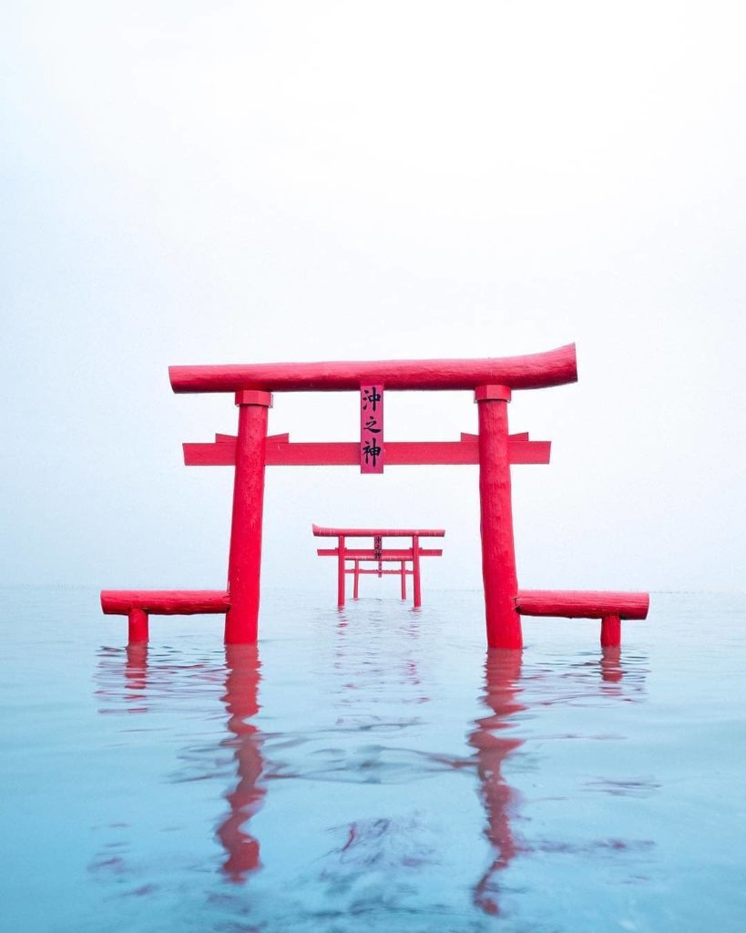 At high tide, the torii gates at Ouo Shrine appear to float on water!  If, howev...