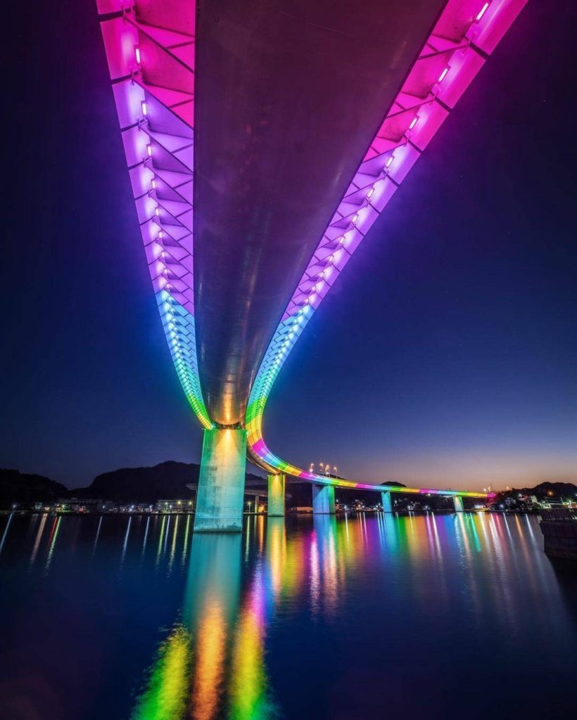 Tokyo has the Rainbow Bridge, but this rainbow bridge is actually down in Kumamo...