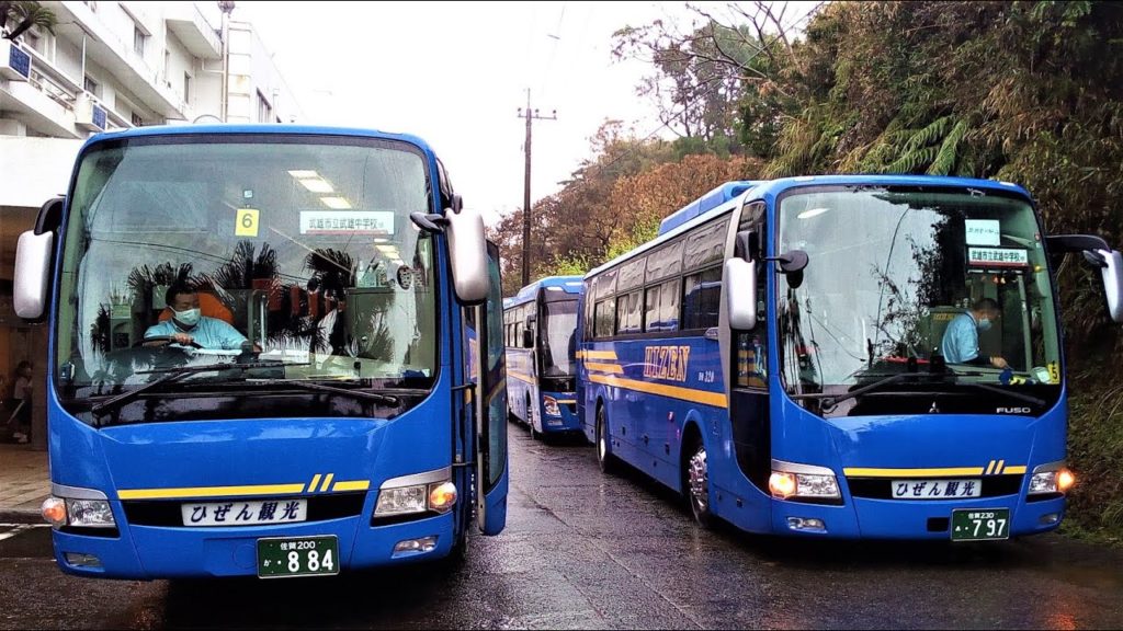 指宿海上ホテルの朝💛💛観光バスのお迎えと出発 其の5 Departure of the morning sightseeing bus at Ibusuki Kaijyo Hotel Part 5