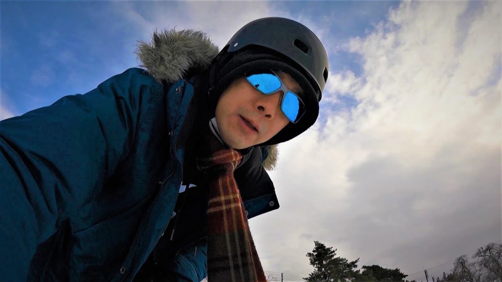 ひとりミニスキーで遊ぶ / 村松公園 / 新潟県五泉市 Gosen Niigata Japan