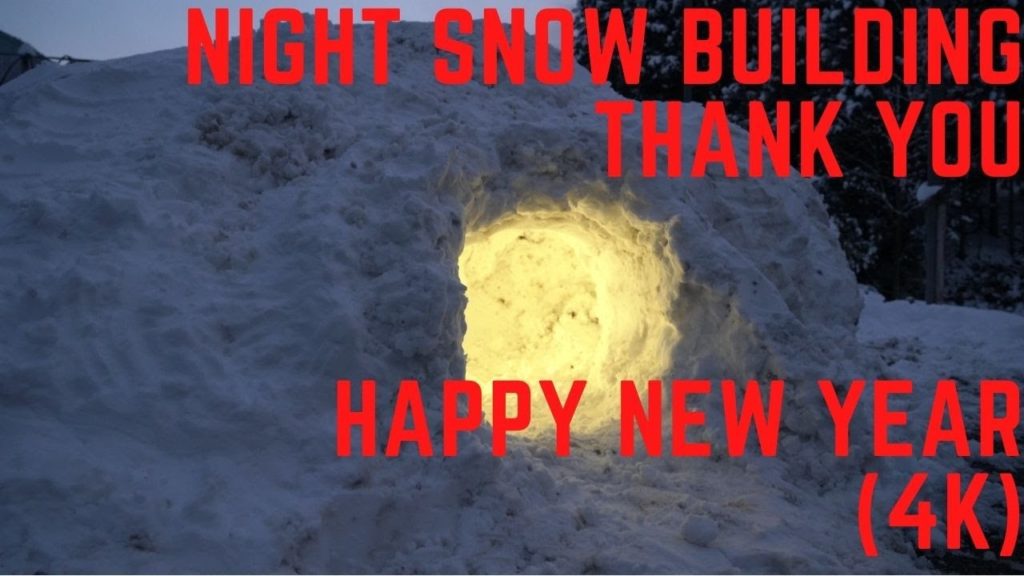 Night Snow Building, Thank you, Happy New Year (4K) [29:20]