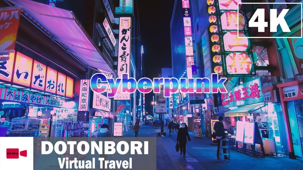 [4K Cyberpunk] Walking around Dotonbori, Osaka virtual travel tour after Covid-19