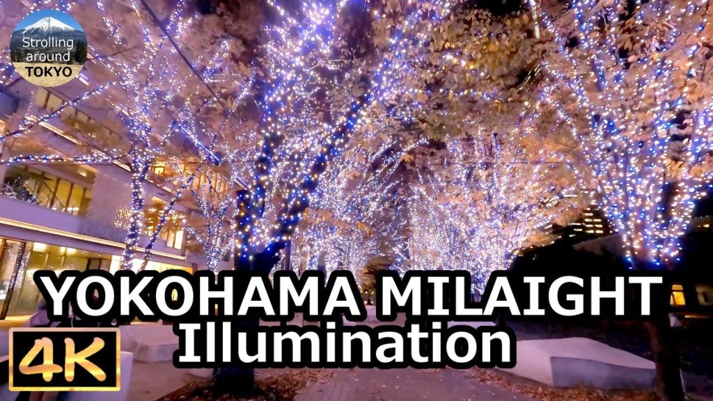 Walking through YOKOHAMA MILAIGHT Illumination - 4K Japan