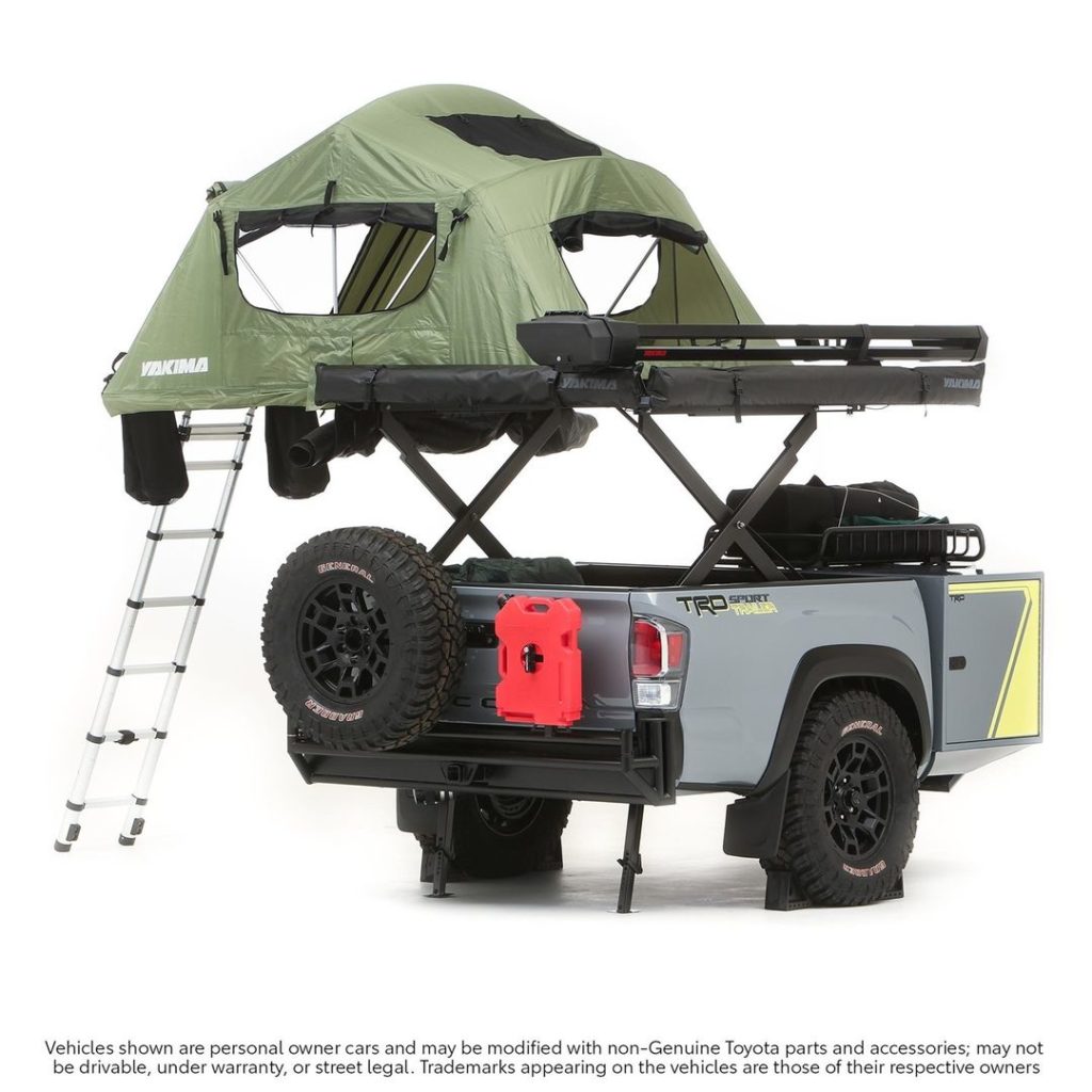 The #TRD-Sport Trailer features a scissor-lift that raises an innovative rigid p...