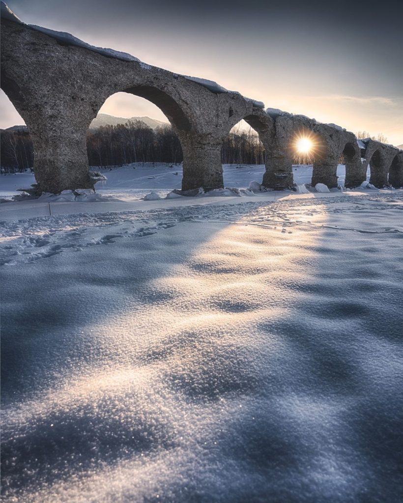.
Taushubetsu Bridge in wintry Hokkaido glistens in the snow.
#togetherthisfebru...
