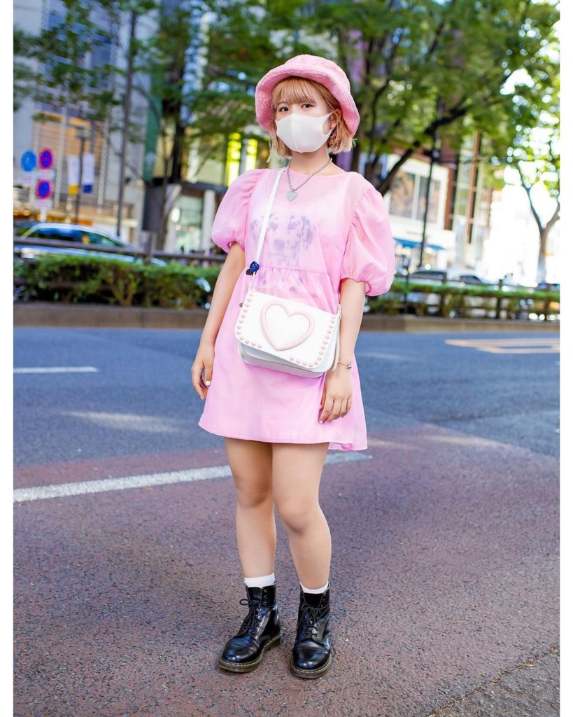 19-year-old Japanese fashion student Aba (@abapalette) on the street in Harajuku...