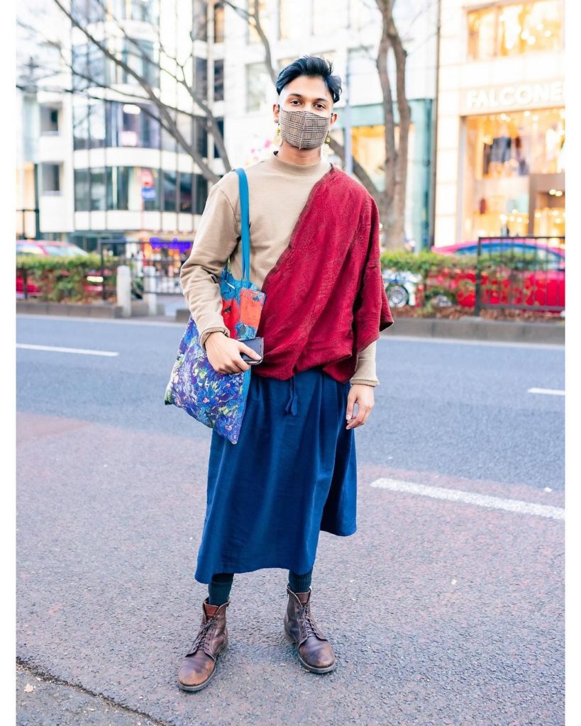 Tokyo-based consultant Imran on the street in Harajuku wearing a look - featurin...