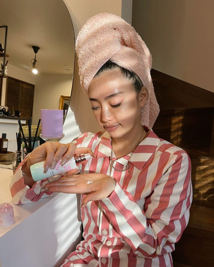 “I love sakura- everything with sakura. I started using White Lucent Illuminatin...