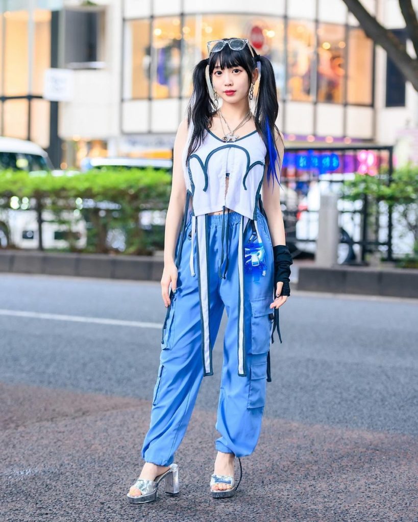Twin-tailed Japanese Hatsune Miku fan Misuru (@meguharajuku) on the street in Ha...