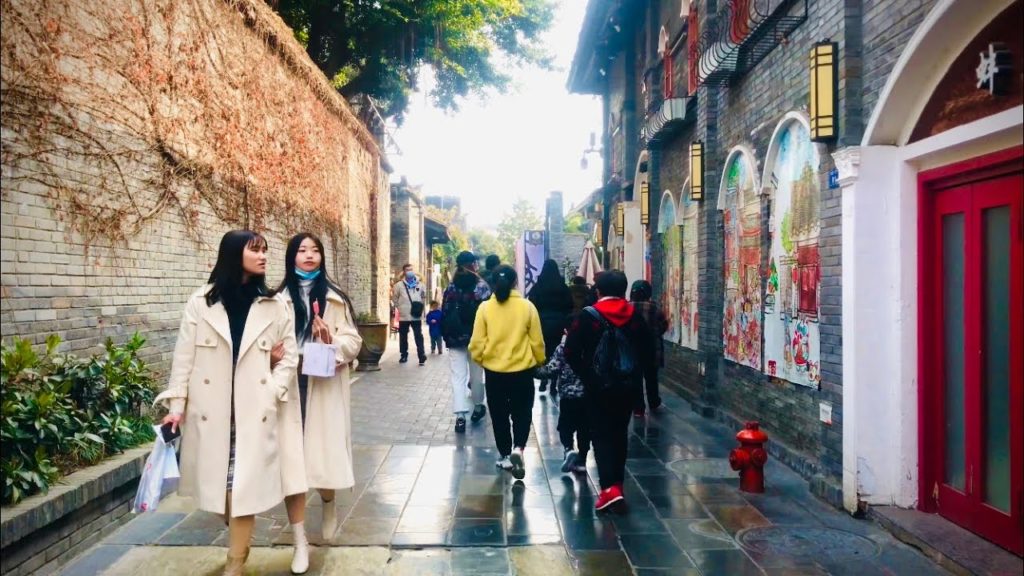[4K]China walk tour | Walk in Kuan Alley and Zhai Alley (寛窄巷子) Chengdu