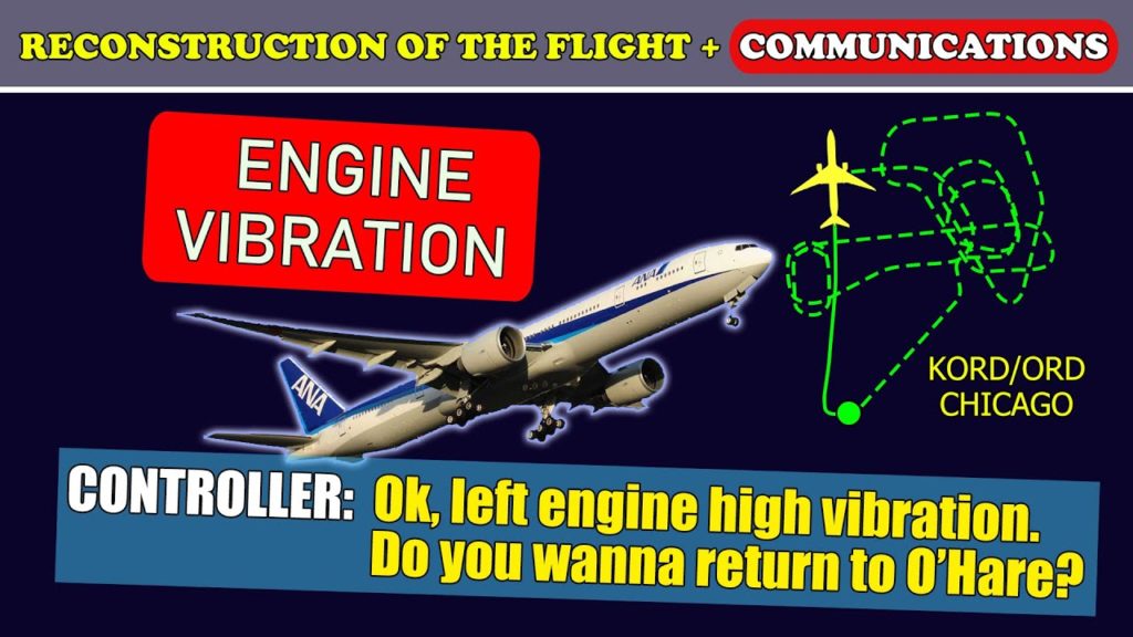 Left ENGINE high VIBRATION | All Nippon Airways Boeing 777-300ER | Chicago O’Hare airport ATC
