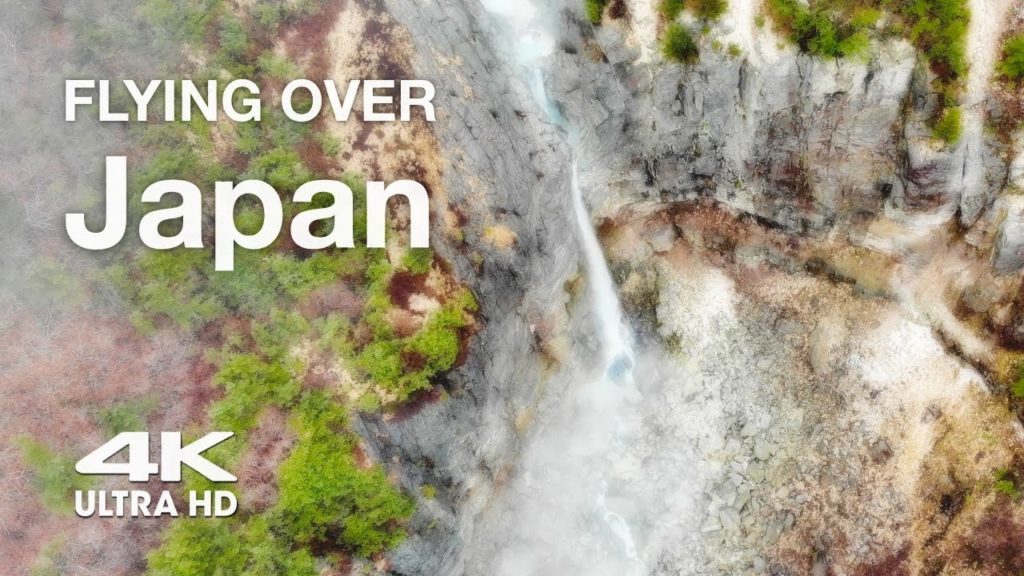 [4K DRONE] 鉱山跡地の温水滝 | 福島 安達太良山の白糸の滝からの空撮 | Aerial Footage | Shiraito Falls in Inawashiro, Fukushima