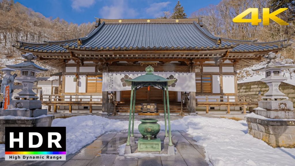 【4K HDR】Snowy Walk in Karuizawa to Takarasei Temple - Japan 2021