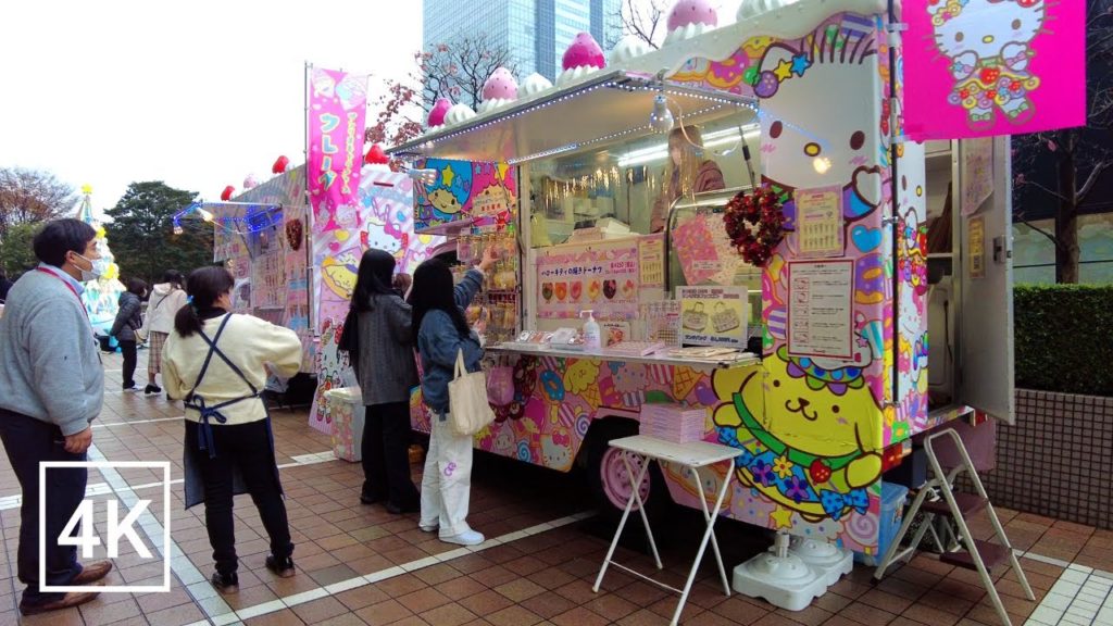 【4K】Walking in Yoyogi and Shinjuku, Tokyo Japan | Found a Hello Kitty cute car