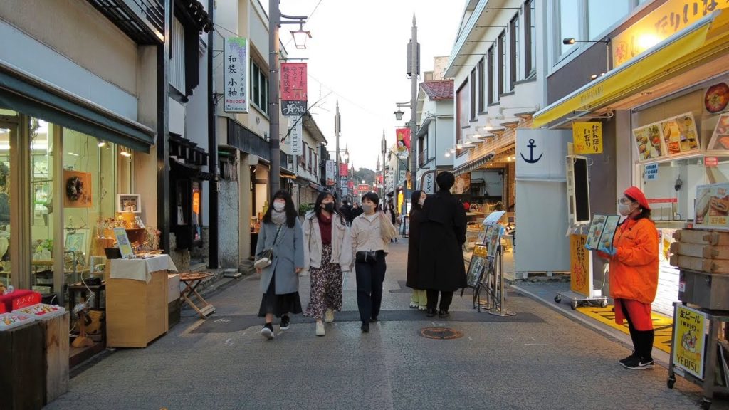 Tokyo Evening Walking ✨4K　Kamakura　Shopping Streets　Japan🎧High Quality Binaural