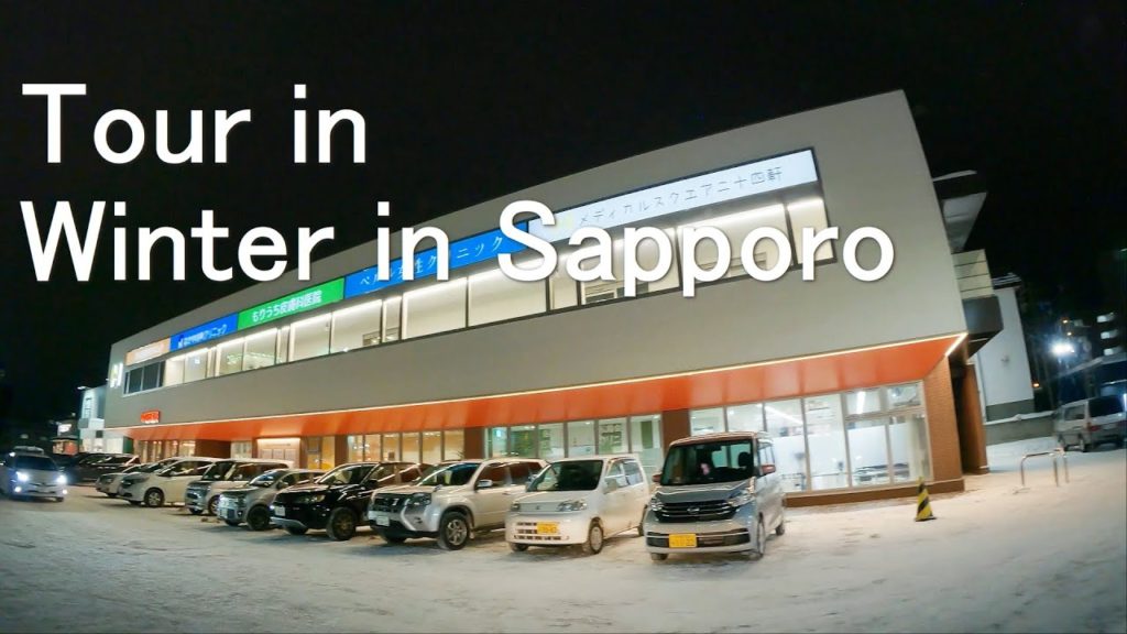 Tour in Winter in Sapporo - Driving around station kotoni - Japan 4K