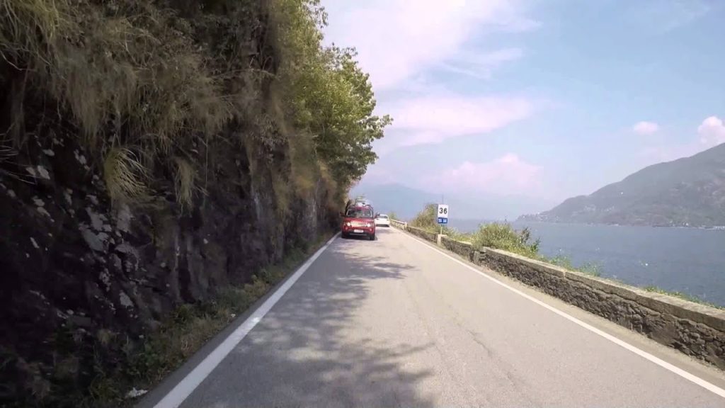 Towing an Airstream 684 along the coast of Lake Maggiore