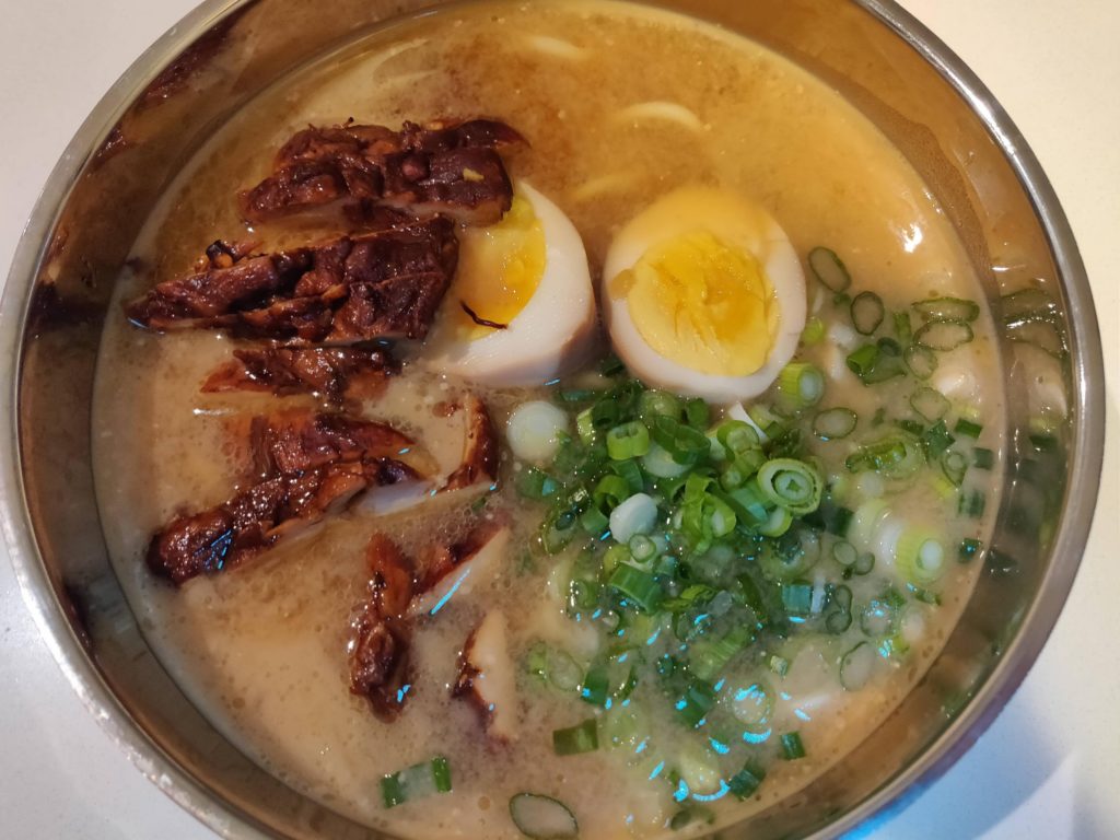 Made Miso Ramen with Soy Chicken (and Slightly Overcooked Marinated Egg)