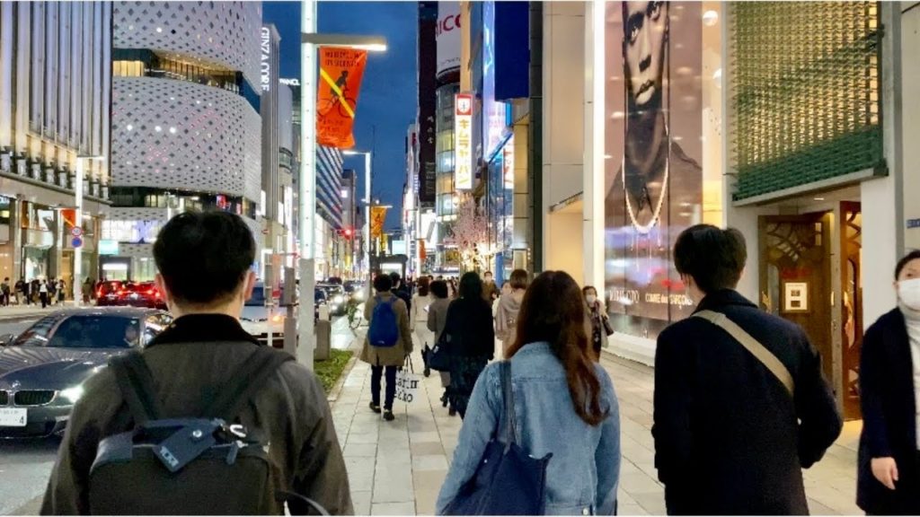 【4K】Tokyo Evening Walk - Ginza (Mar.2021)