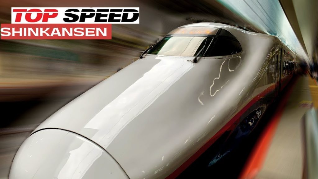 Japanese Shinkansen Bullet train in Full Speed Japanese Shinkansen Bullet train in Full Speed