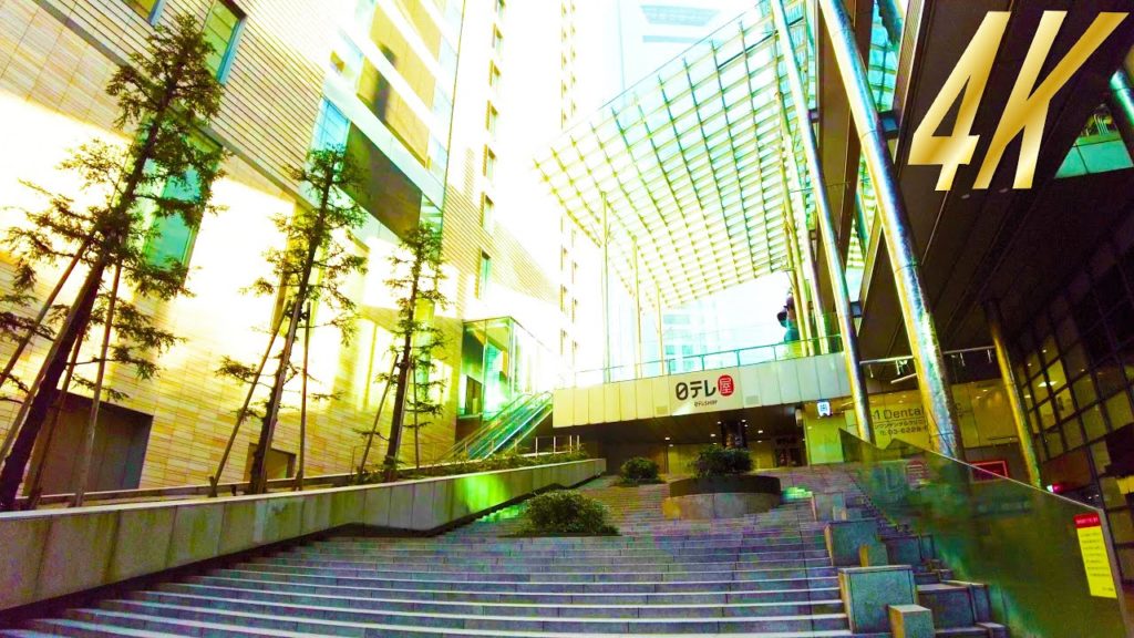 [4K ASMR] Shiodome walk in Tokyo, Japan (non-stop 1 h 01 min) NTV, from Shimbashi to Roppongi