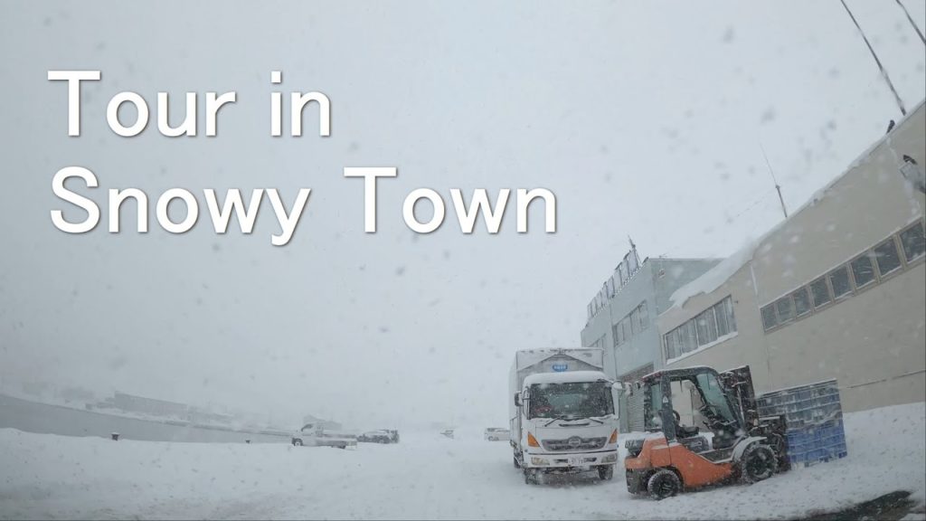 Driving in snowy town in japan - Tour in Rumoi Hokkaido - 4K