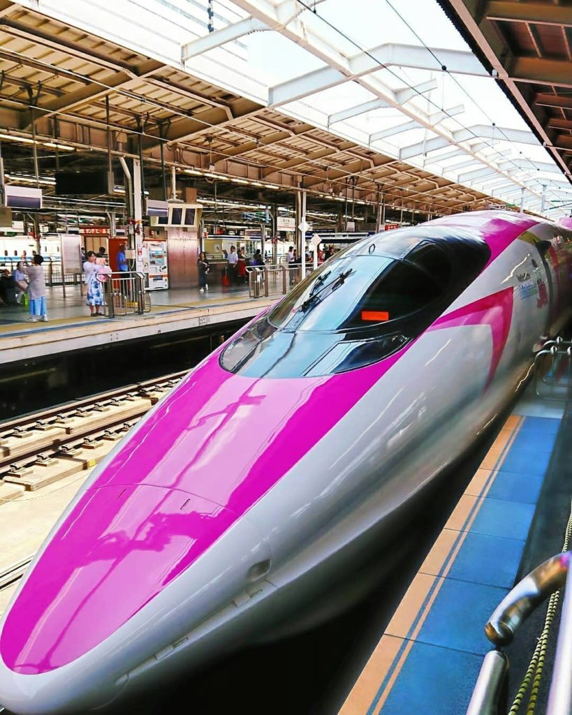 All aboard the Hello Kitty train!  This kawaii, high-speed bullet train runs fro...