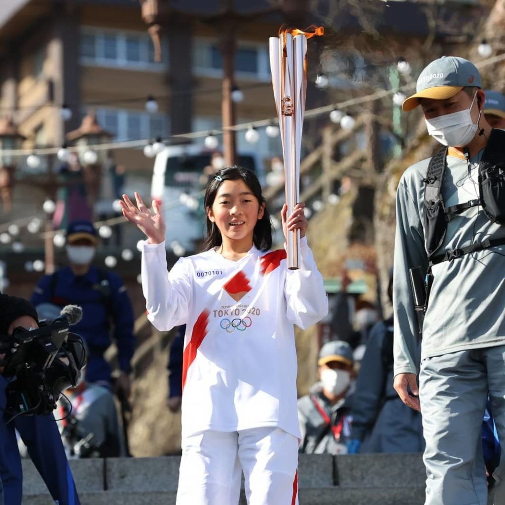 Stories from Gunma Prefecture!  Our first torchbearer of the day in Shibukawa...