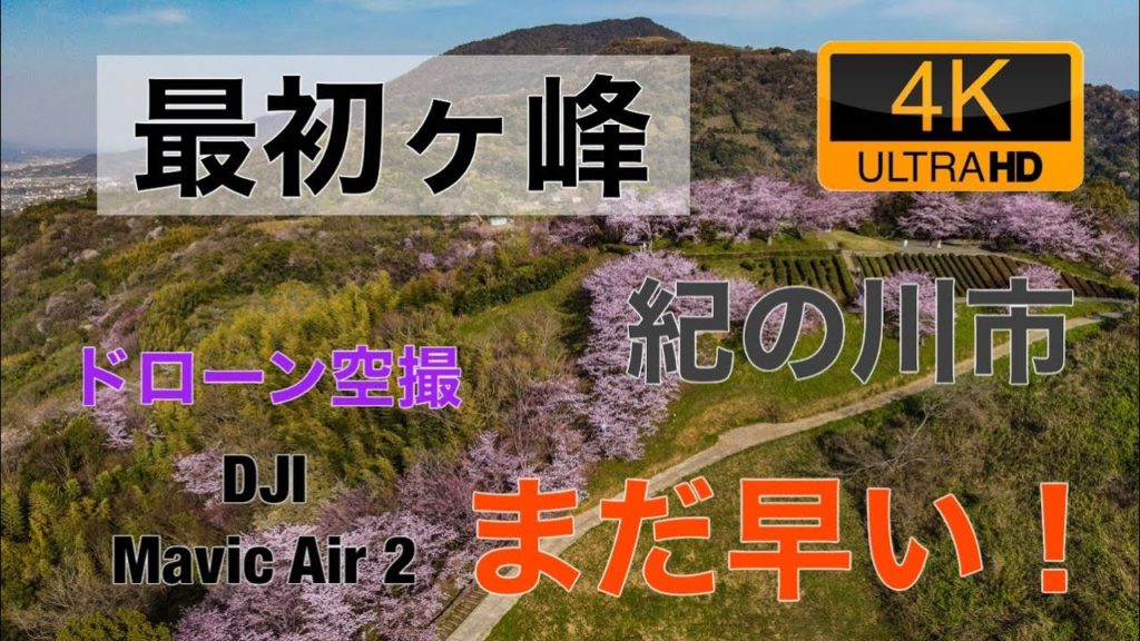 【4K60P】和歌山　桜　紀の川市　最初ヶ峰　百合山　ドローン空撮　Aerial With Drone