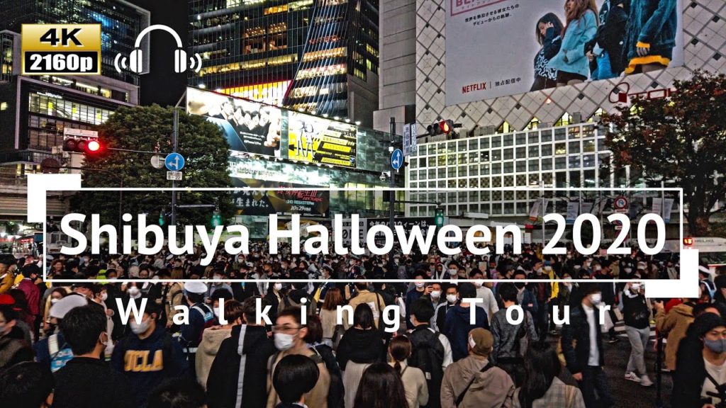 [4K/Binaural Audio] Shibuya Halloween 2020 Walking Tour - Tokyo Japan