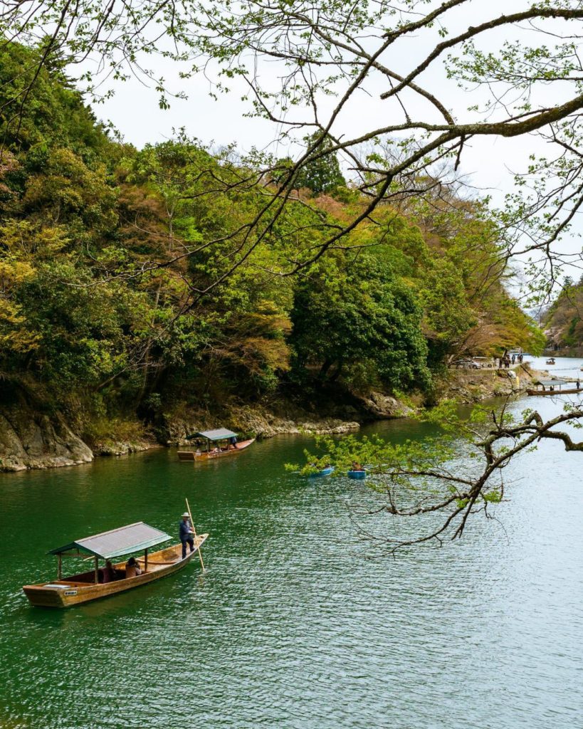 Row, row, row your boat.  The mountainous Arashiyama area in north-western Kyoto...