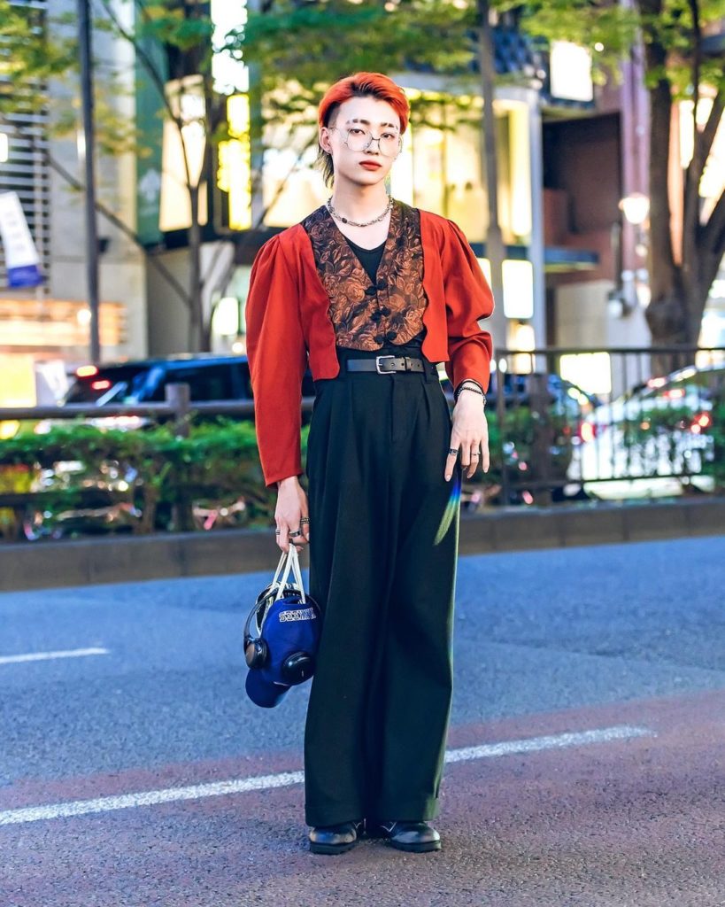 Japanese male model Koki Kutsuna (@bun._._.bun) on the street in Harajuku. His l...