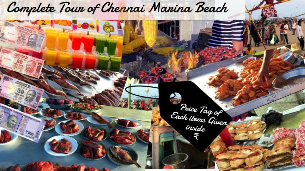 Chennai Marina Beach Tour | Indian Street Food | Welcome to Chennai | Cheapest Price | FOOD BAZAAR