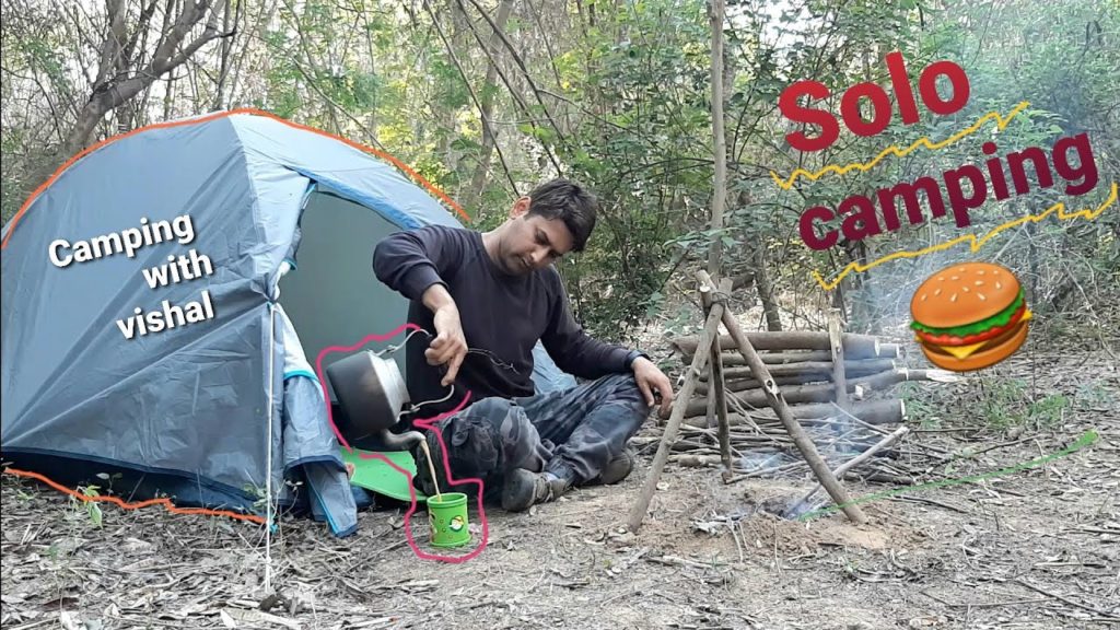 Solo camping in forest| Near the river|Cooked Burger on bonfire