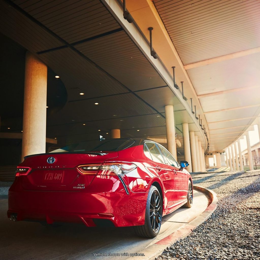 Bend corners and turn heads. #Camry #Hybrid #LetsGoPlaces #EarthMonth...