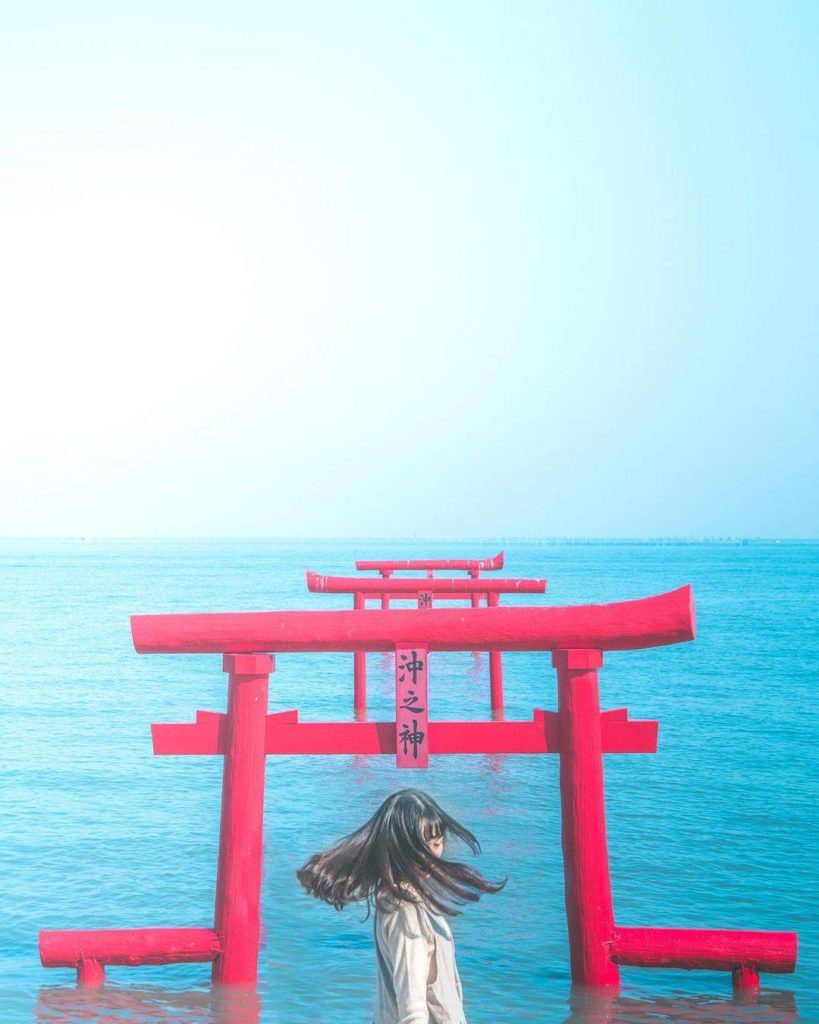 There are quite a few places in Japan where you'll find torii arches out in the ...