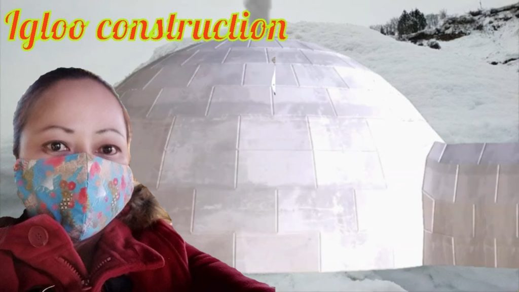 Igloo  construction with my sons in japan niigata prefecture