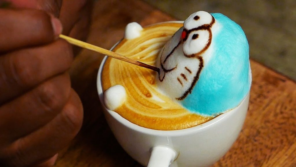 BEST 3D COFFEE ART: Giraffe Octopus Doraemon Shark Seal