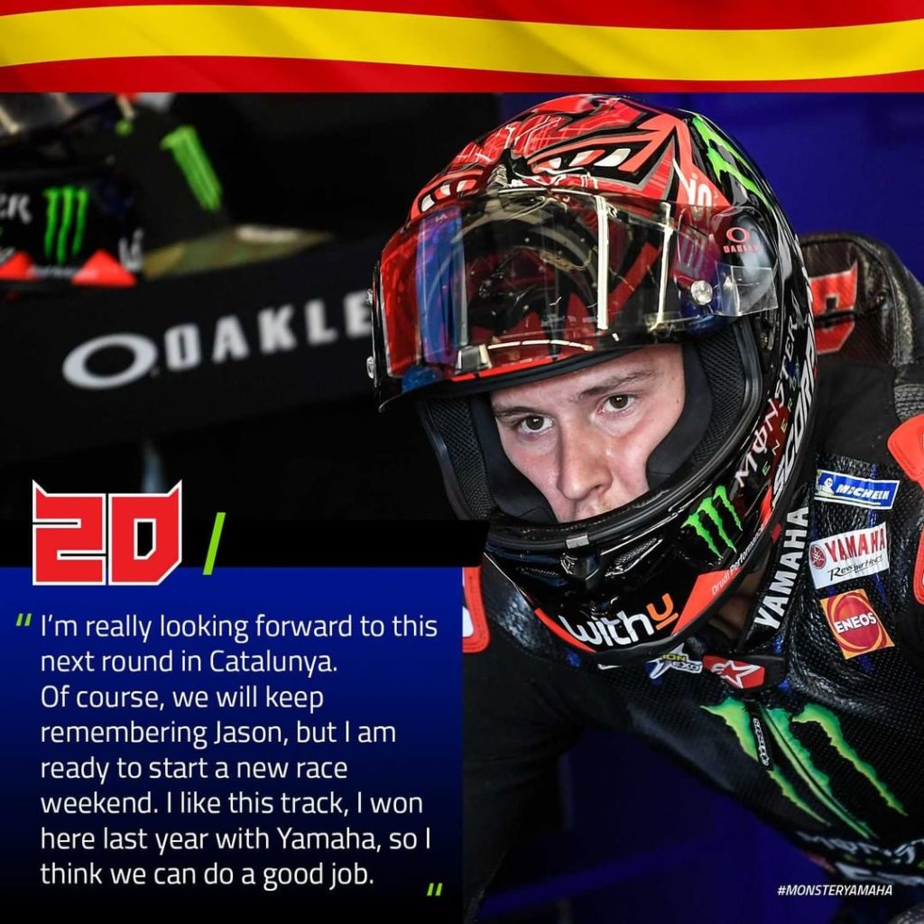 @fabioquartararo20 has fond memories of last year's Catalan GP, which he won  

...