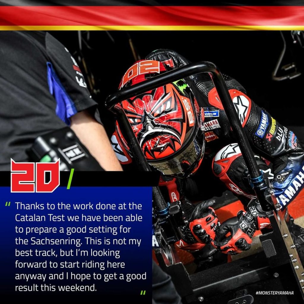 @fabioquartararo20 is looking to continue his fast race pace of the 2021 season ...