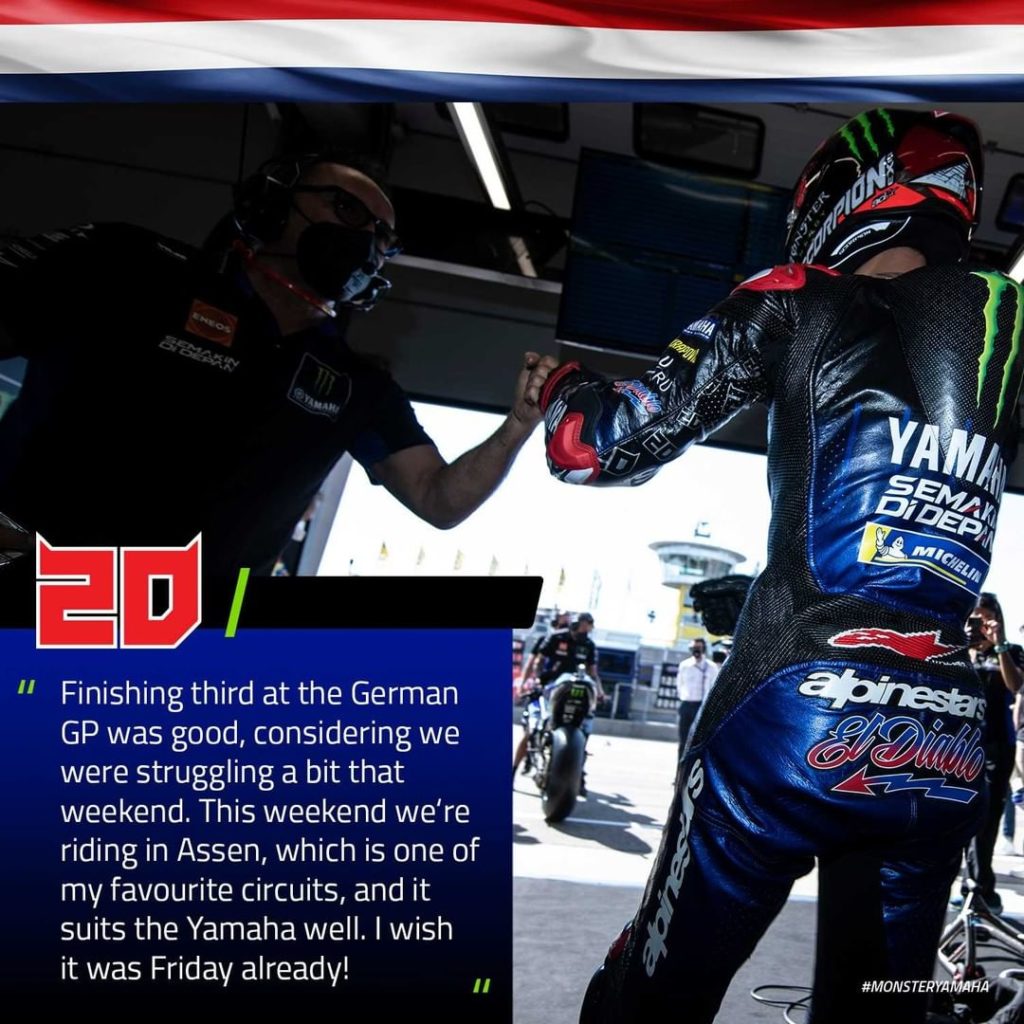 After scoring a podium at the Sachsenring, @fabioquartararo20 feels extra confid...
