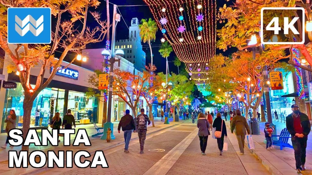 [4K] 🎄 Downtown Santa Monica, Los Angeles, California - 3rd Street Promenade Christmas Walking Tour