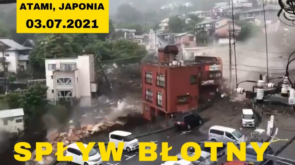 Spływ błotny, powódź błyskawiczna, flash flood, Atami Japonia Spływ błotny, powódź błyskawiczna, flash flood, Atami Japonia